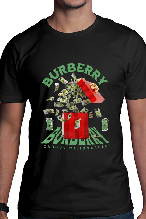 Мъжка тениска, Burberry, Millionaire's Gift с щампа отпред, 100% памук, черна, L