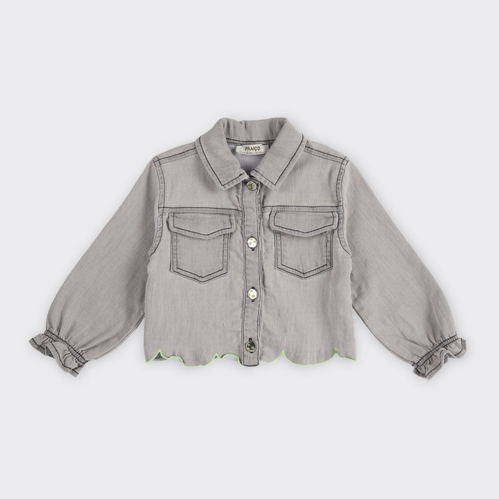 Farmer dzseki PANCO hímzéssel - Elena, szürke, farmer, lányoknak, Szürke