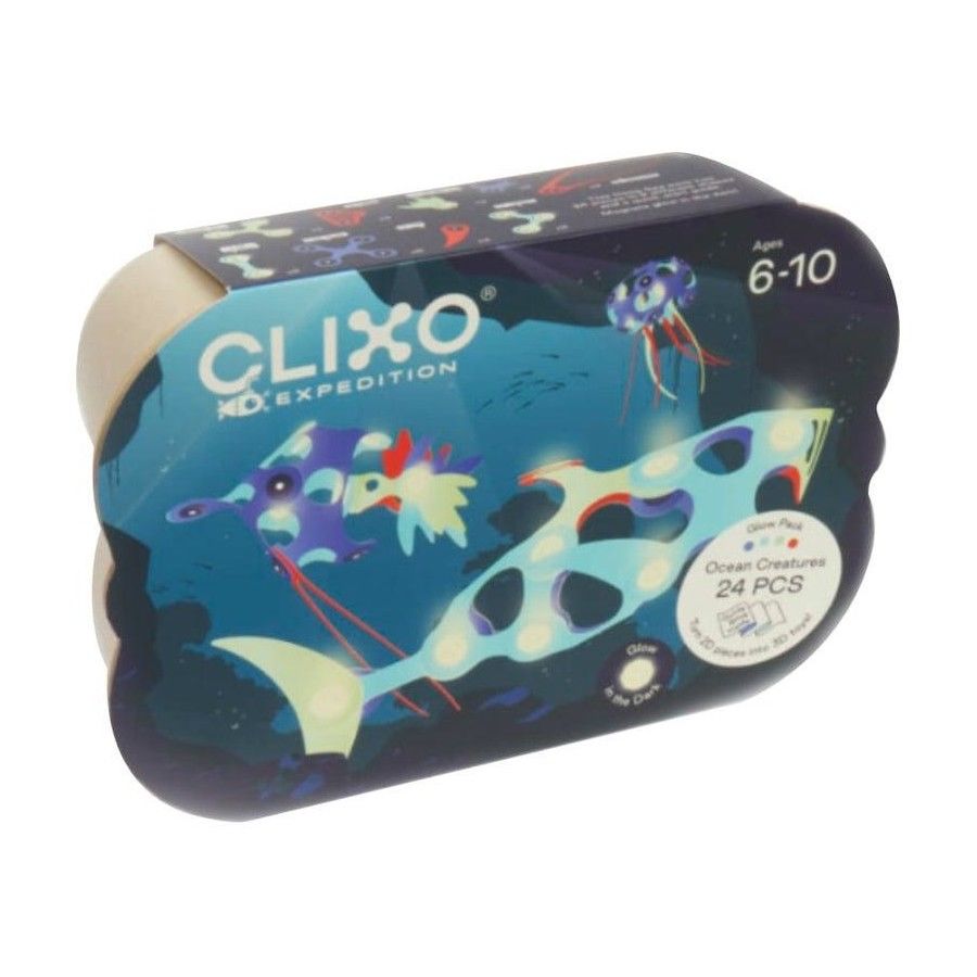 Set de construcție magnetic Clixo - Aniumalute marine, 24 piese