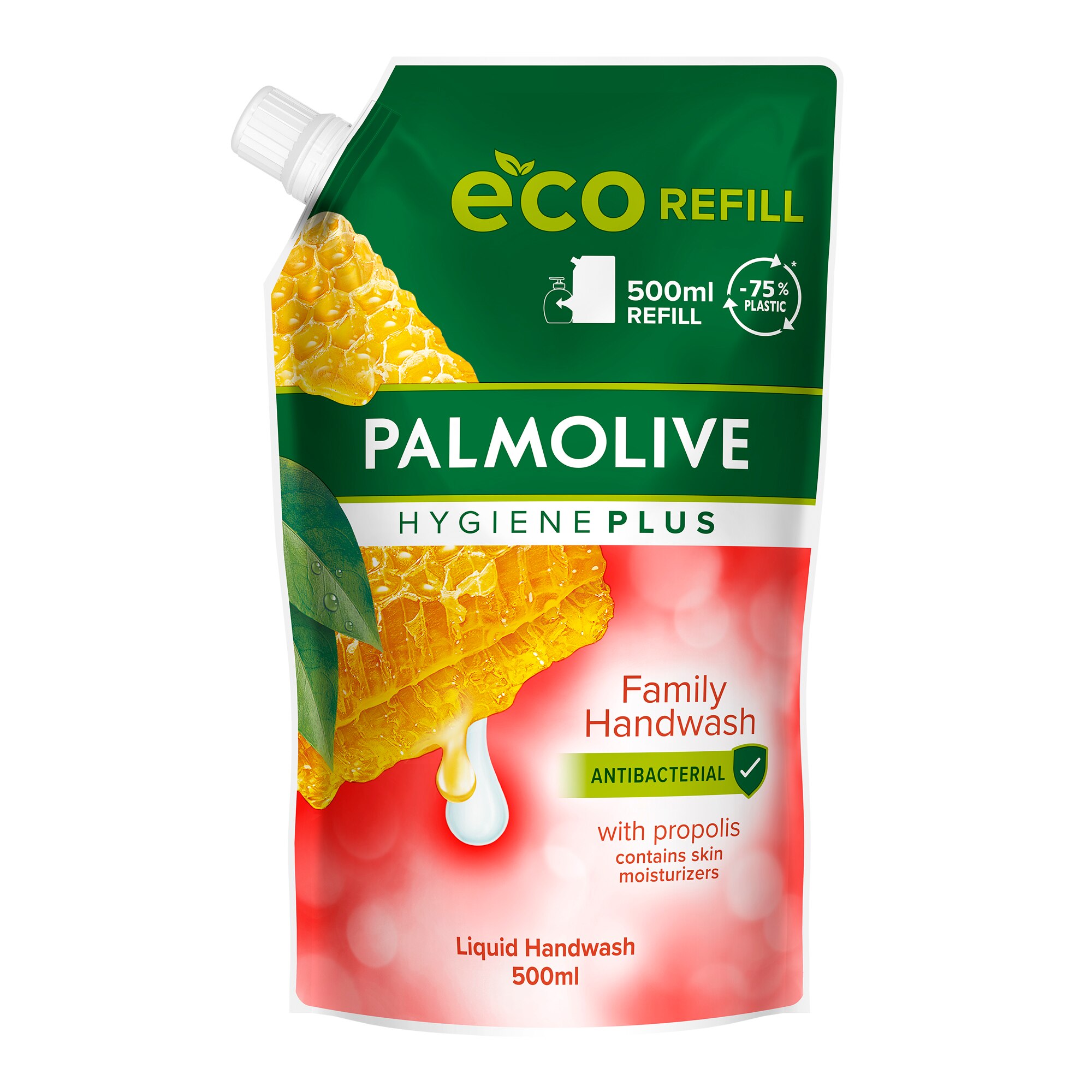 Rezerva sapun lichid Palmolive Hygiene Plus Propolis cu ingredient natural antibacterian, 500 ml