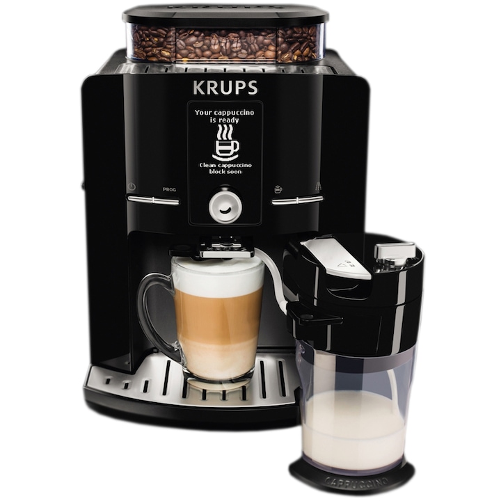 Кафеавтомат Krups Latt'Espress EA8298, 1500W, Автоматична, 1.7 л, 15 бара, Екран LCD , 260 гр, Черен