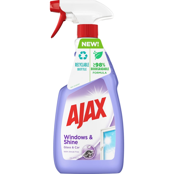 Solutie pentru curatat geamuri Ajax Windows & Shiny Surfaces, 500 ml