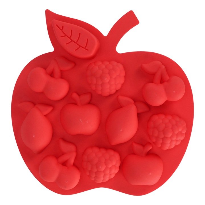 Jégkocka forma, rugalmas szilikon, gyümölcs alakú, többfunkciós, 11 kocka, színes