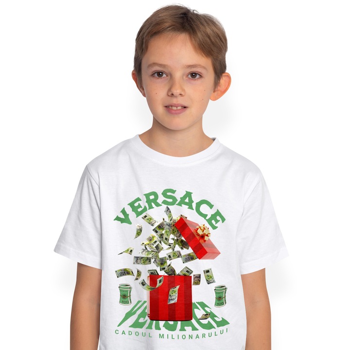 Тениска Детска Момче _Versace_ - Подарък за милионер, Бял