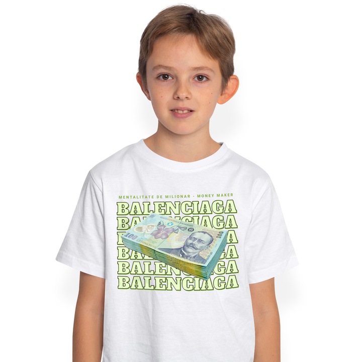 Детска тениска за момчета BALENCIAGA, 100 румънски леи, Бял