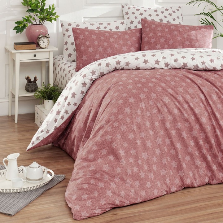 Dupla ágynemű, 100% ranforce pamut, 240x260 cm, 6 db, First Choice, világos rózsaszín