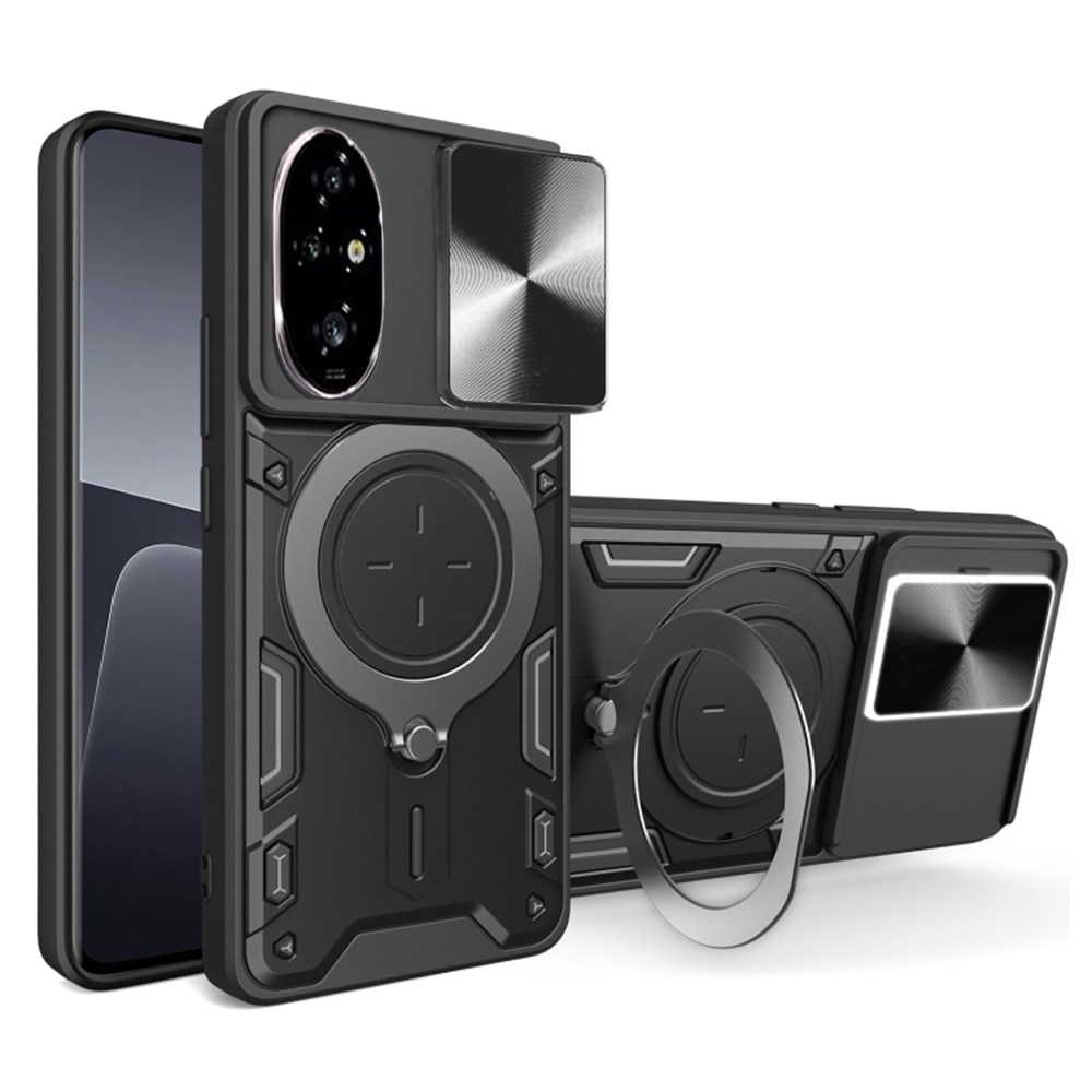 Husa pentru Honor 200 Pro cu protectie pentru camera si suport magnetic integrat Ring Shockproof negru