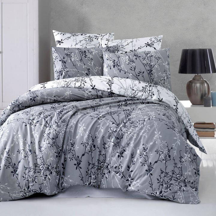 Dupla ágynemű, 100% ranforce pamut, 240x260 cm, 6 db, First Choice, Zena Grey