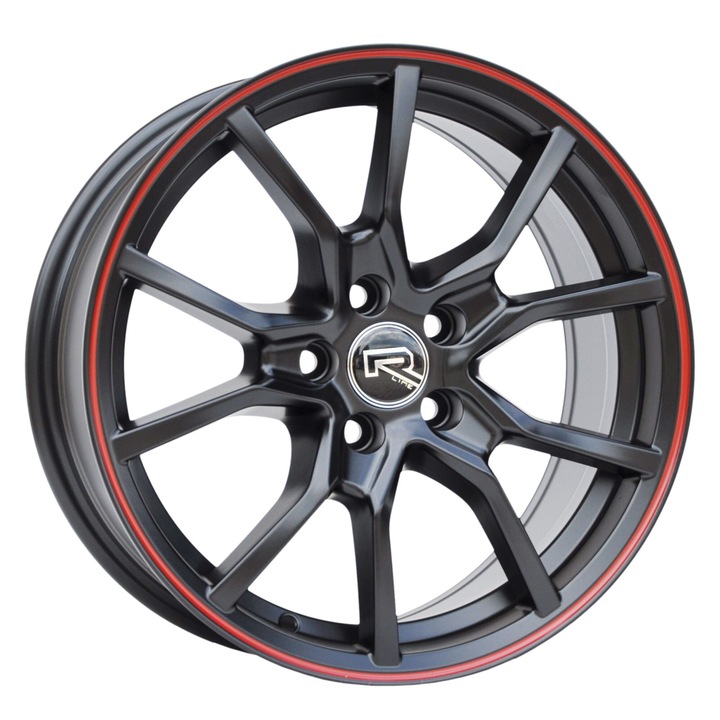 Set 4 jante aliaj PDW, 5253, 16x7 inch, 5x114.3, ET40, MBR - machined black red lip