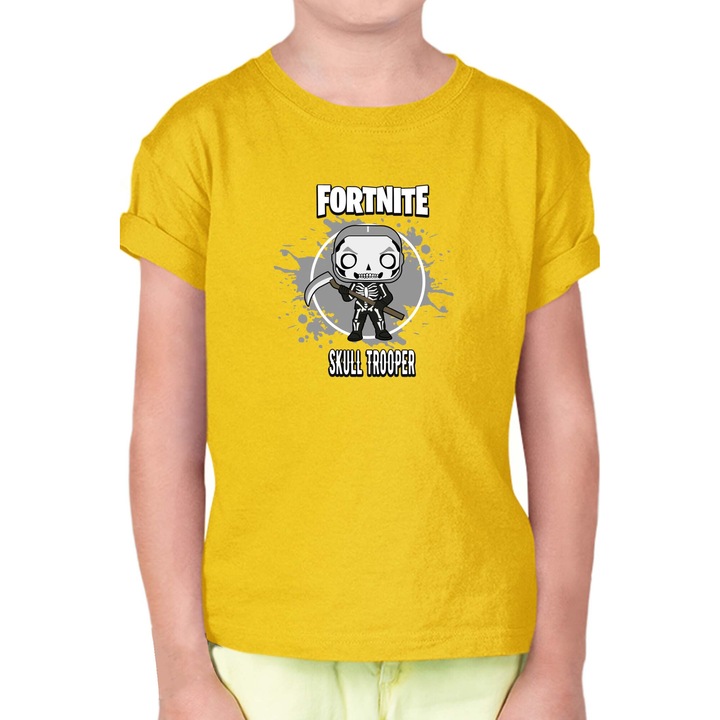 Tricou copii Fortnite Battle Royal OPT Fortnite Skull Trooper 1, Galben