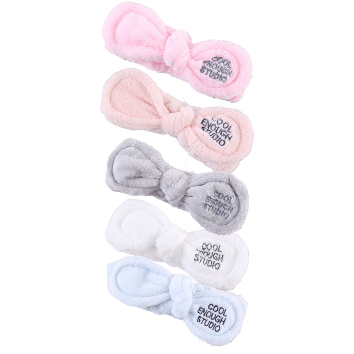 Set accesorii par, Enforose, banda de cap din fleece microfibra, design urechi de iepure, elastic ajustabil, multicolor