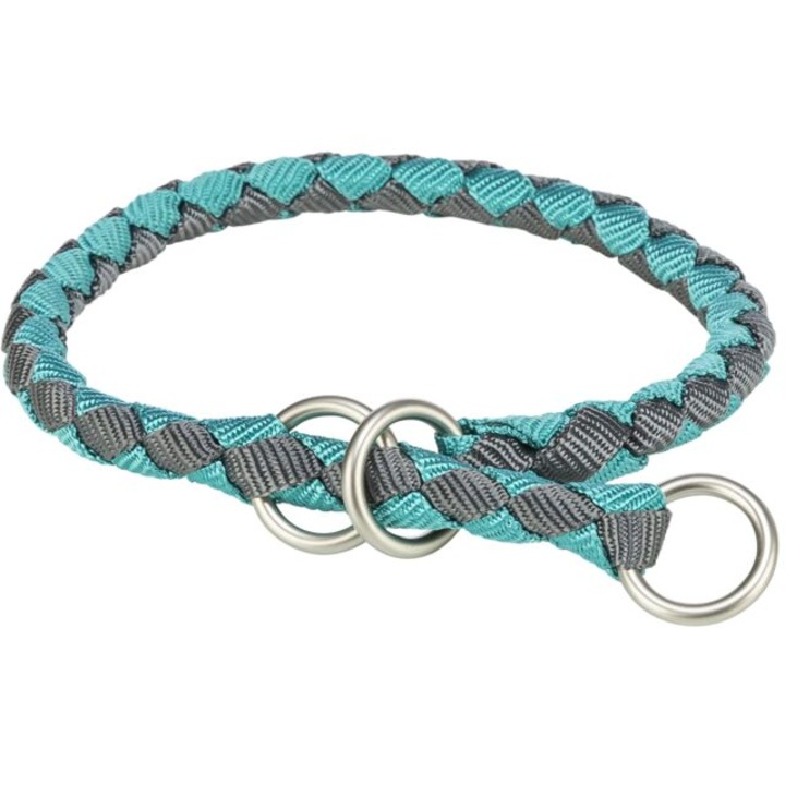 Zgarda Pentru Caini, Trixie, Cavo Coarda, Semistrangulanta, S-M: 35-41 cm/ 12 mm, Aqua/Grafit, 143728