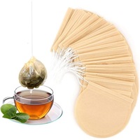 Set 200 saculeti filtru pentru ceai, hartie neprelucrata, rotunzi cu snur, maro, pliculete goale pentru ceai, saculet de ceai, 7.5x6.75cm