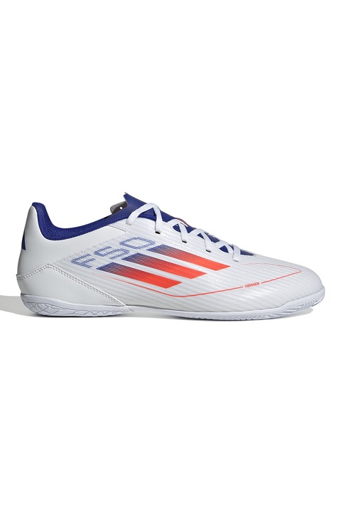adidas Performance, Pantofi pentru fotbal de interior F50 Club Messi, Albastru inchis/Portocaliu mandarina/Alb murdar