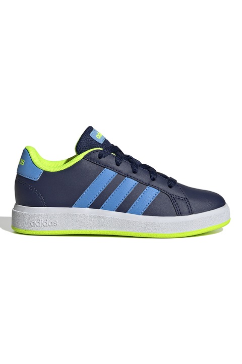 adidas Sportswear, Pantofi sport din piele ecologica Grand Court 2.0, Albastru inchis/Verde lime/Albastru deschis