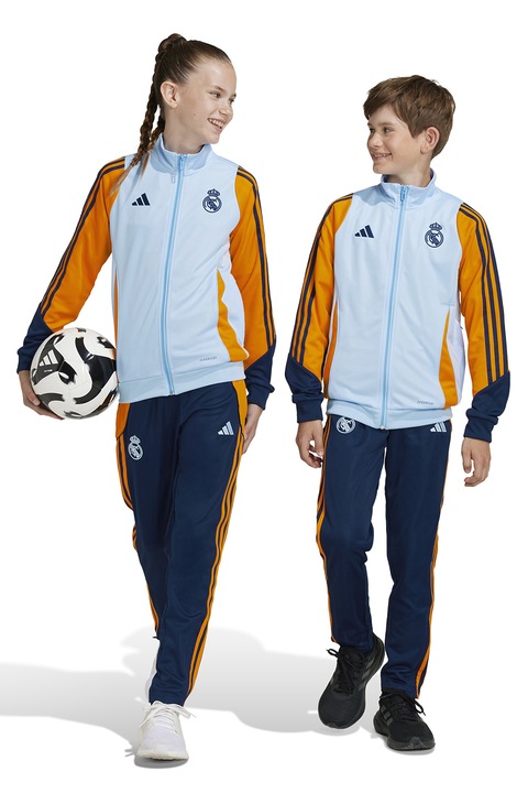 adidas Performance, Футболен екип Real Madrid с дизайн с цветен блок, Оранжев/Светлосин/Тъмносин