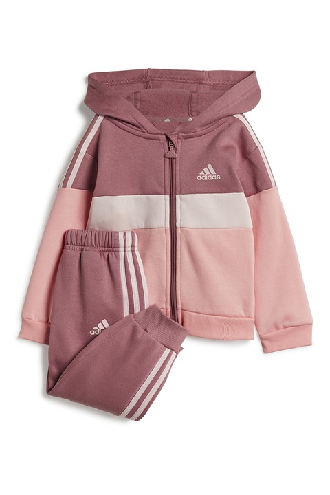 adidas Sportswear, Trening cu gluga si model colorblock, Roz prafuit