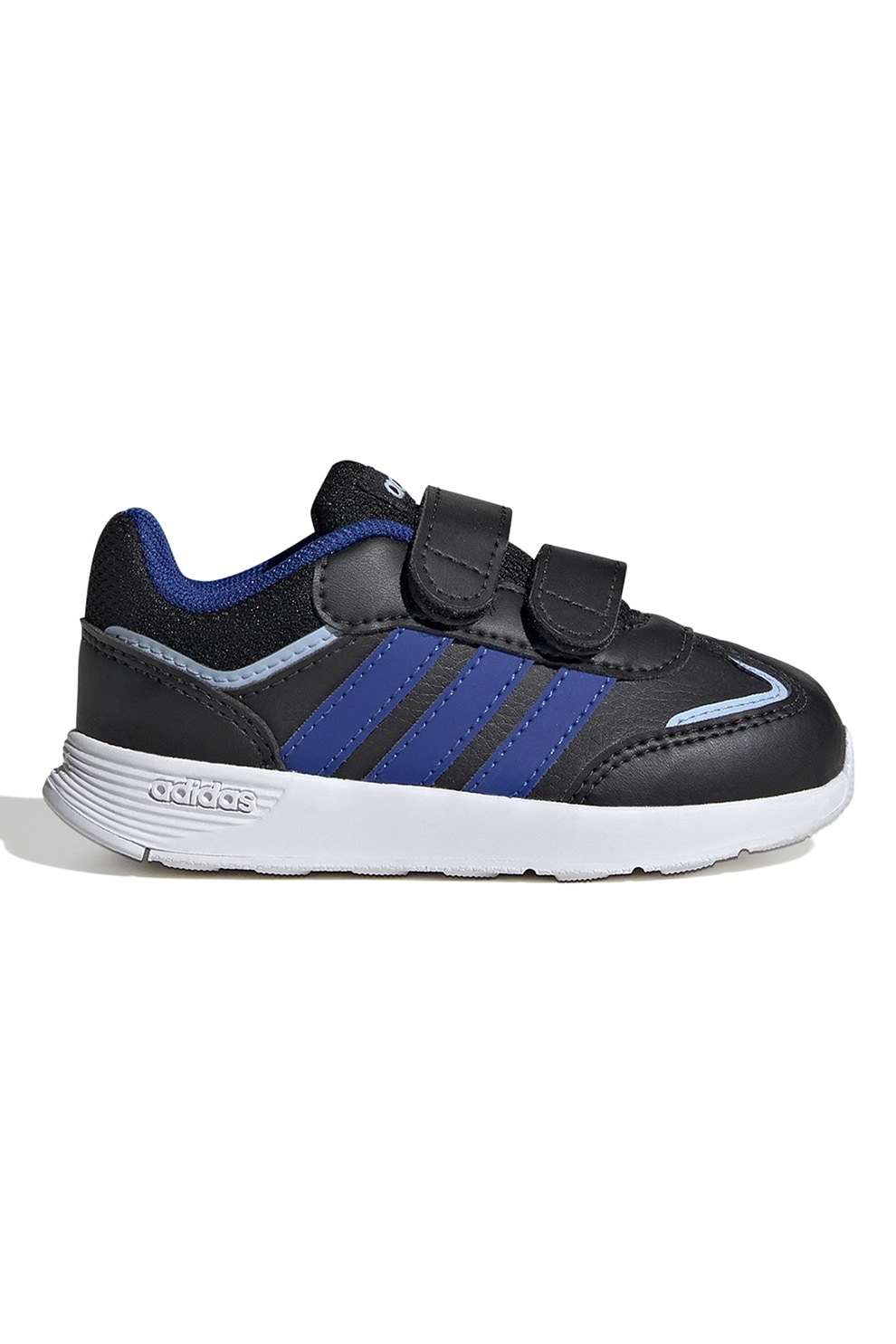 adidas Sportswear, Pantofi sport de piele ecologica cu velcro Tensaur, Negru, Albastru royal, 19 EU