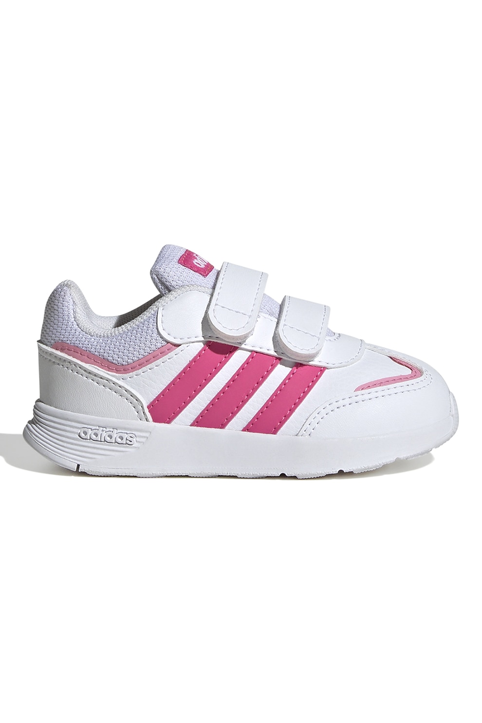 adidas Sportswear, Pantofi sport de piele ecologica cu velcro Tensaur, Alb murdar, Roz, 26 EU