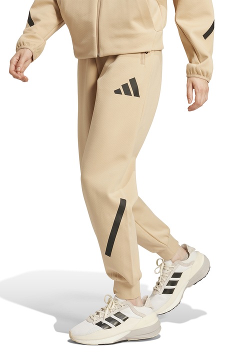 adidas Sportswear, Спортен панталон Z.N.E. с джобове с цип, Черен/Бежов