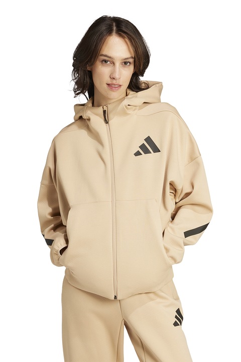 adidas Sportswear, Hanorac cu maneci cazute si buzunare oblice Z.N.E., Negru/Bej