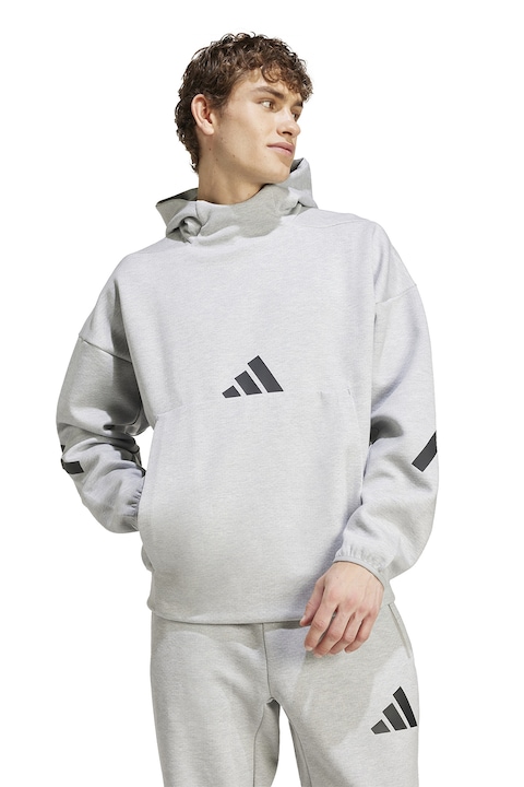 adidas Sportswear, Hanorac cu buzunar kangaroo Z.N.E., Negru/Gri deschis melange