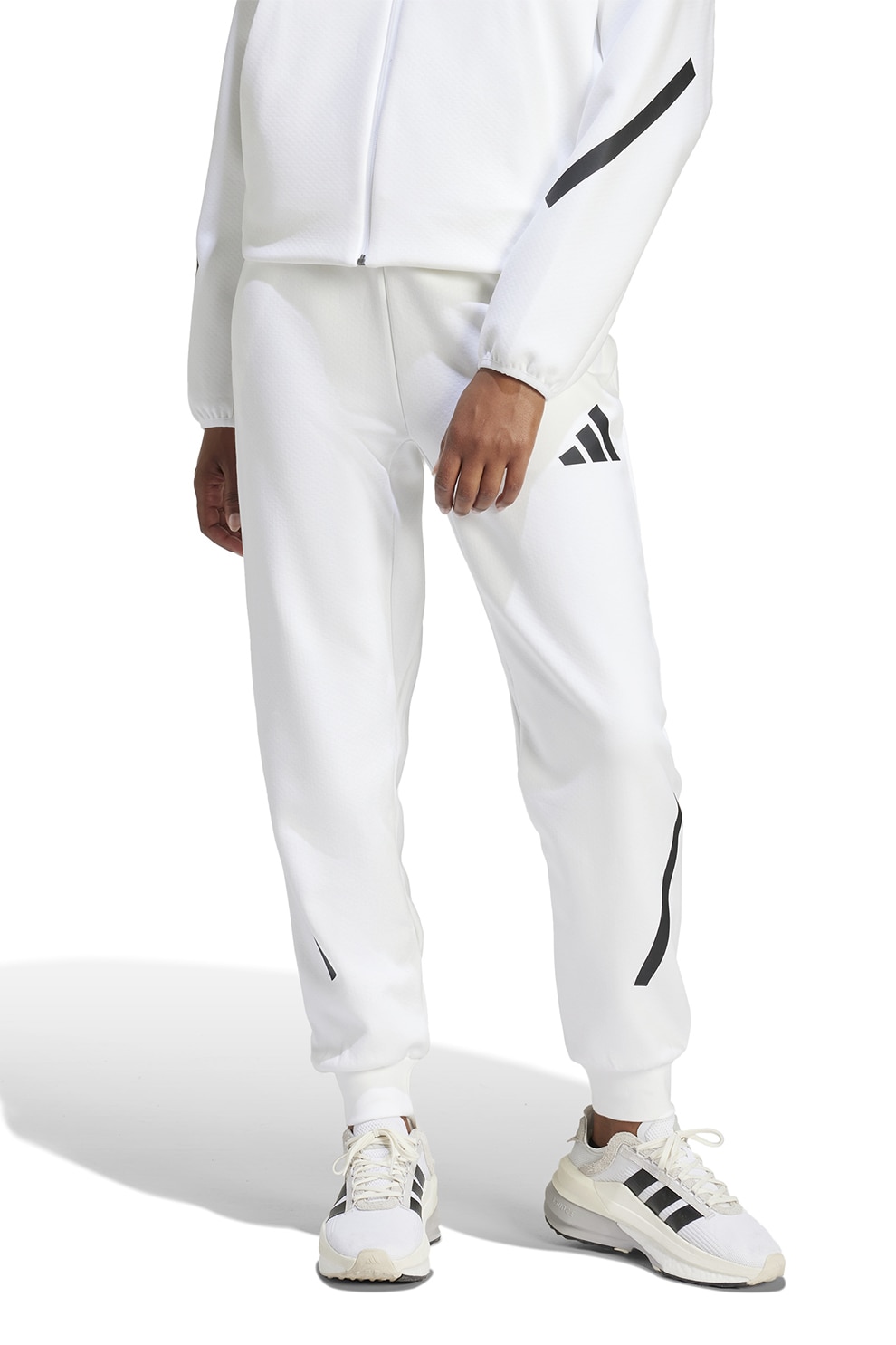 adidas Sportswear, Pantaloni de trening cu buzunare cu fermoar Z.N.E., Alb, Negru, M