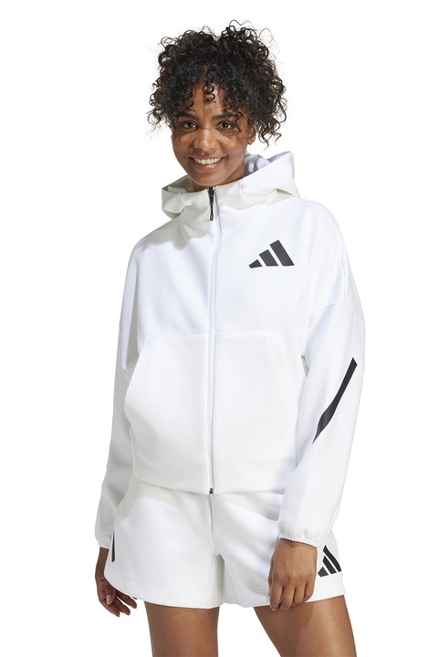 adidas Sportswear, Худи Z.N.E. с паднали ръкави и скосени джобове, Бял