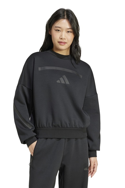 adidas Sportswear, Суитшърт Z.N.E. с паднали ръкави и лого, Черен