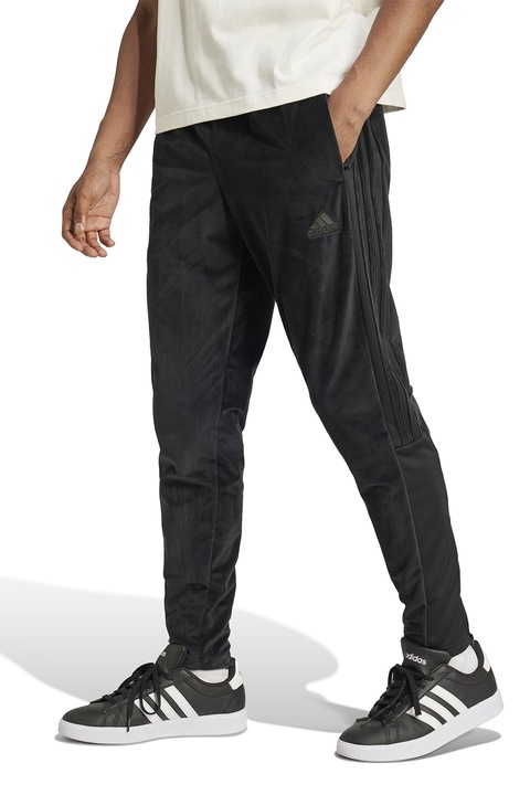 adidas Sportswear, Pantaloni de trening cu aspect de catifea, Negru, S