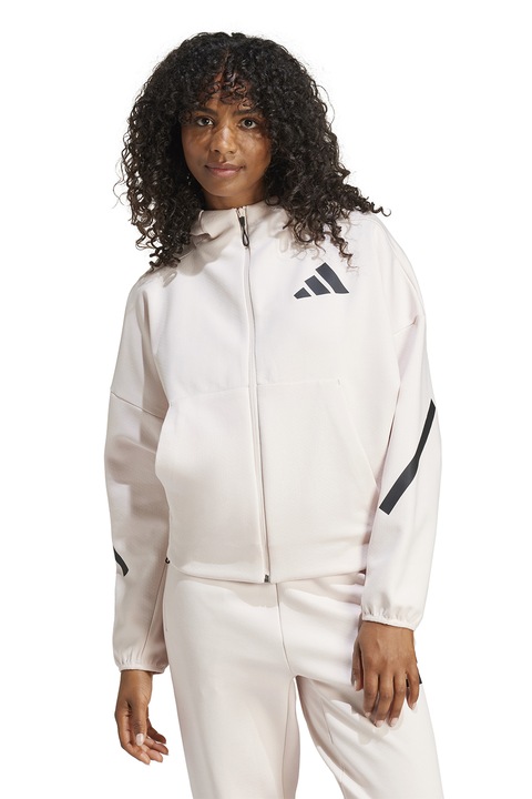 adidas Sportswear, Худи Z.N.E. с паднали ръкави и скосени джобове, Слонова кост/Черен
