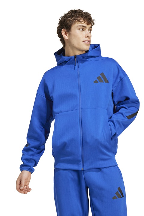 adidas Sportswear, Худи Z.N.E. с цип, Черен/Кралско Синьо
