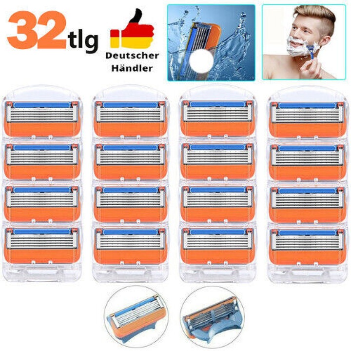 32 részes rozsdamentes acél borotvapenge készlet klasszikus, súrlódásmentes férfi borotvákhoz