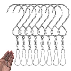 Set 8 carabiniere pivotante, inox, rotire 360°, 7.5cm, argintiu