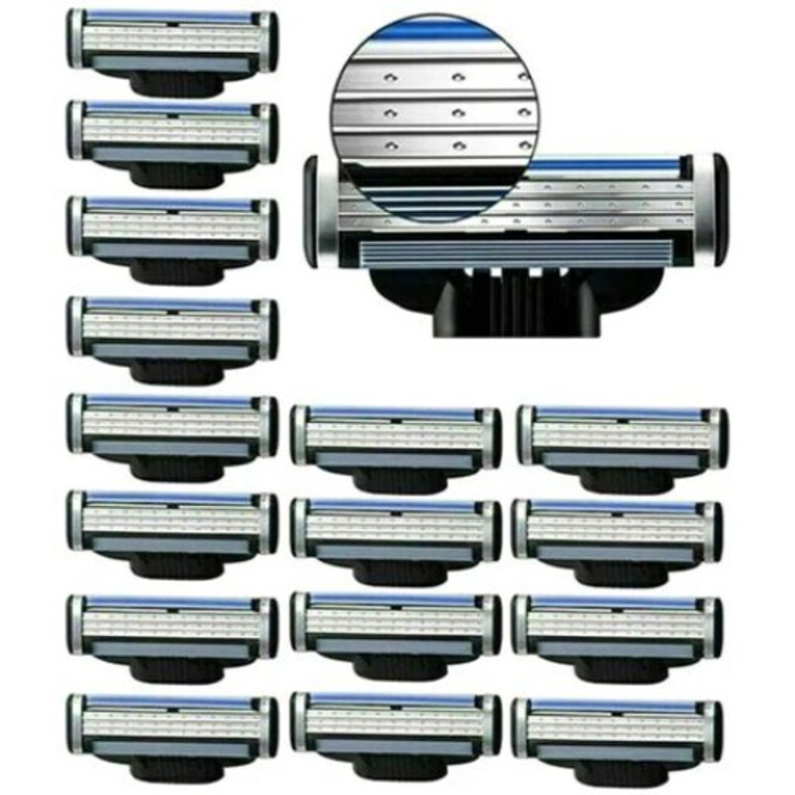 32 db borotvapenge készlet, 3 réteg, kompatibilis a Gillette Mach készülékkel, férfiaknak