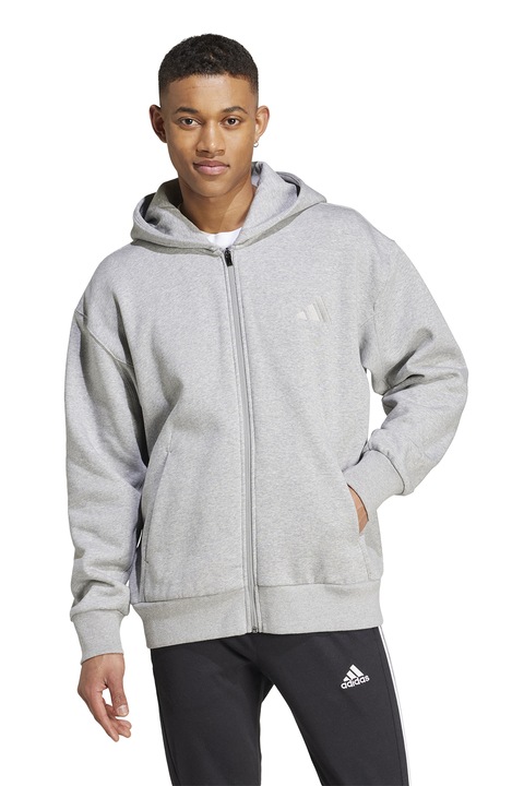 adidas Sportswear, Hanorac lejer cu fermoar ALL SZN, Gri deschis