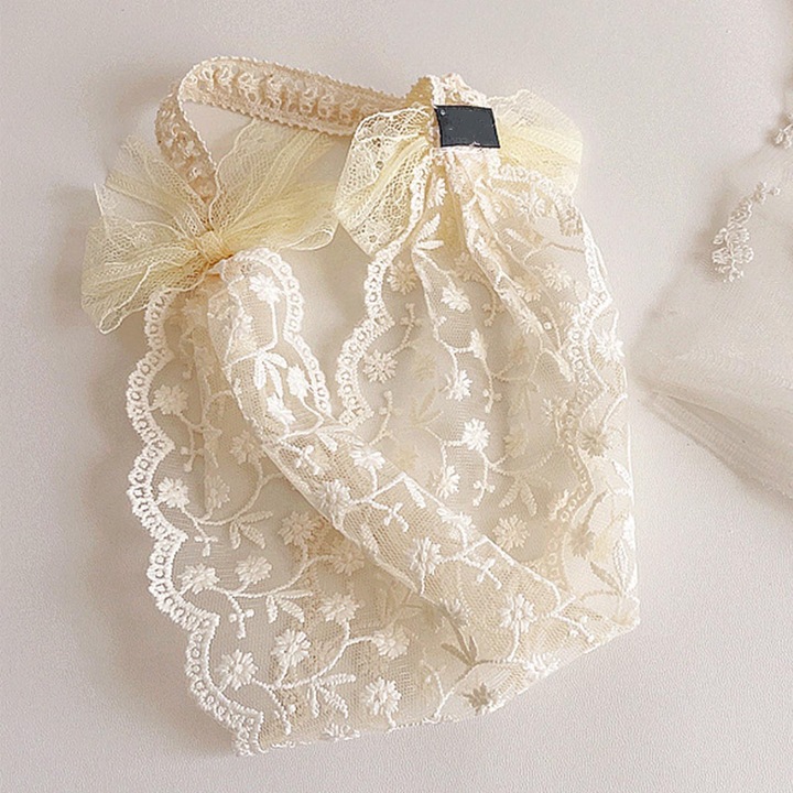 Bentite de par pentru fete, dantela, lucrate manual, bej
