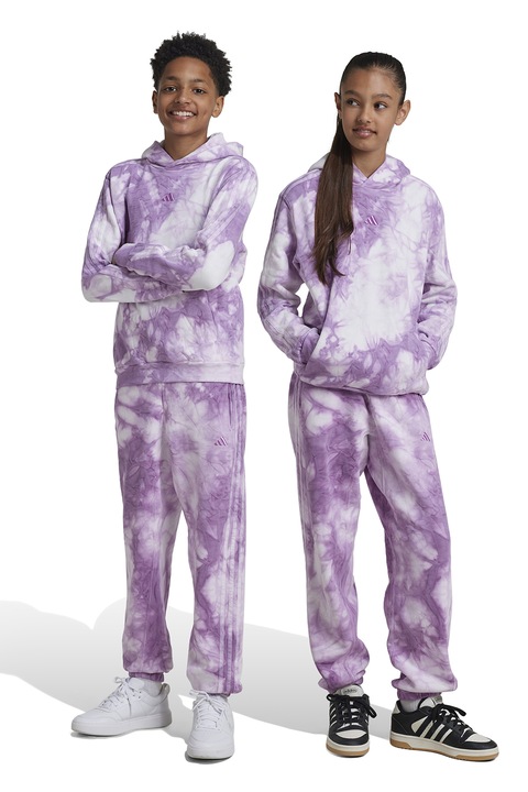 adidas Sportswear, Pantaloni de trening cu model tie-dye, Alb/Ametist