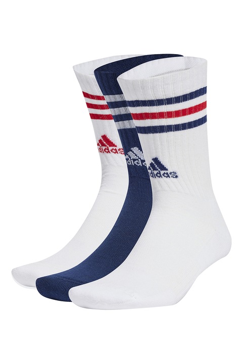 adidas Performance, Унисекс дълги чорапи - 3 чифта, Бял/Тъмносин