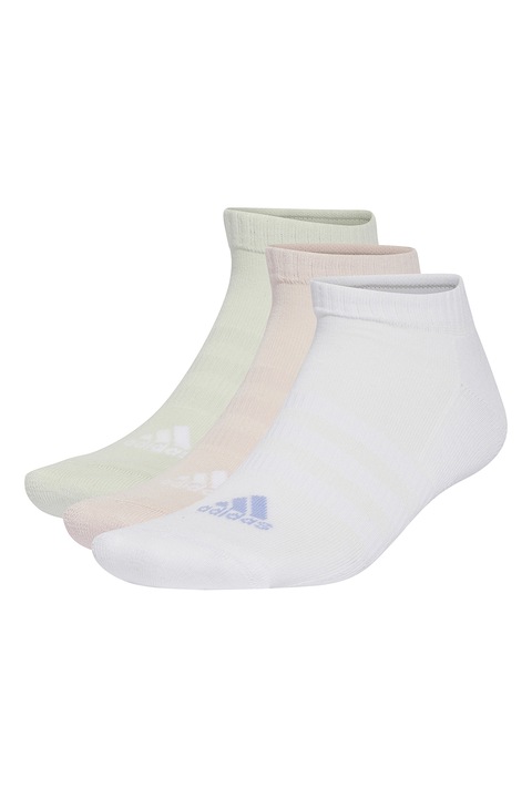 adidas Performance, Унисекс чорапи до глезена - 3 чифта, Бял/Бледозелен/Бледо розово