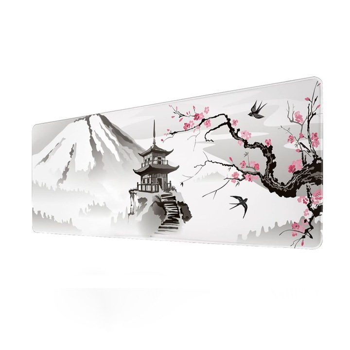 MousePad Gaming Profesional, Cauciucat, Viteza de Alunecare Marita, pentru gaming, birou, office, Anti-Derapant, pictura peisaj, 80x30cm
