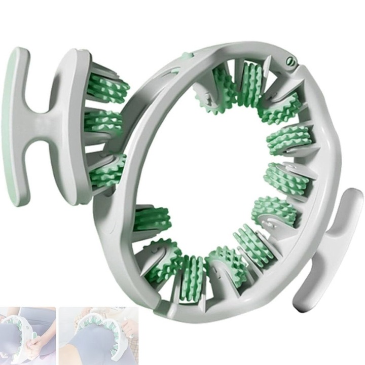 Антицелулитен масажор за крака и тяло във формата на пръстен Katepote Мултифункционален тренировъчен уред за укрепване и тонизиране на мускулите Подходящ за йога и фитнес бяло-зелен
