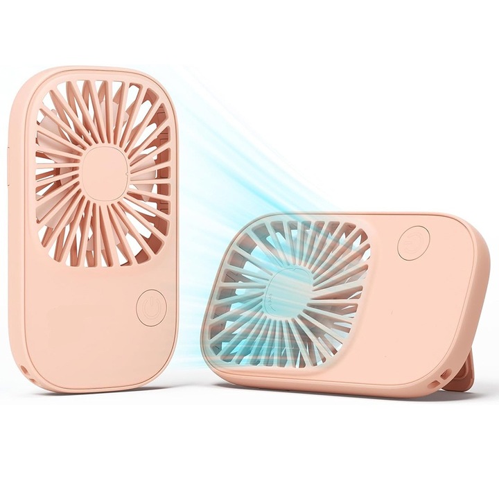 Power Ice Command hordozható ventilátor, kompakt, hordozható, 3 sebességfokozat, ergonómikus kialakítás, 13 órás folyamatos működés, C típusú USB tápegység, 2000 mAh-s akkumulátor, rózsaszín