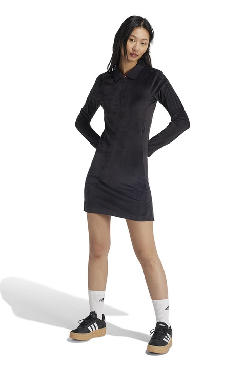 adidas Sportswear, Rochie de catifea si fenta cu fermoar, Negru