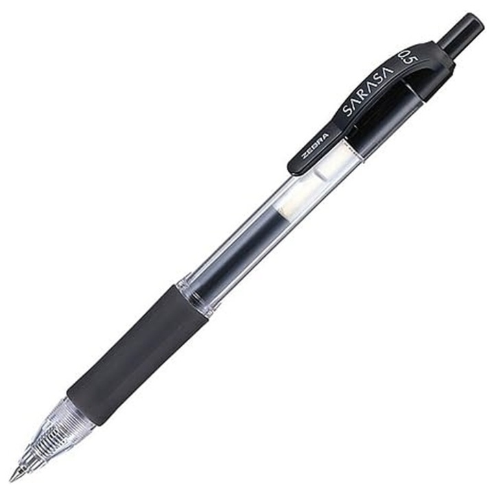 Pix cu mecanism Zebra Sarasa cu gel, grip, corp plastic, varf 0.5 mm, culoarea scrierii negru