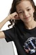 adidas Sportswear, Tricou cu imprimeu logo, Negru, 170 CM