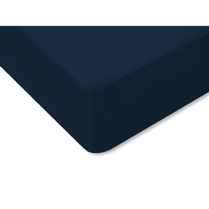 Cearceaf din jerseu 170/180 x200 cu banda elastica, bleumarin inchis