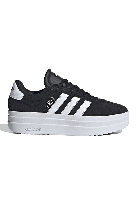 adidas Sportswear, Pantofi sport VL Court Bold flatform din piele intoarsa, Alb/Negru