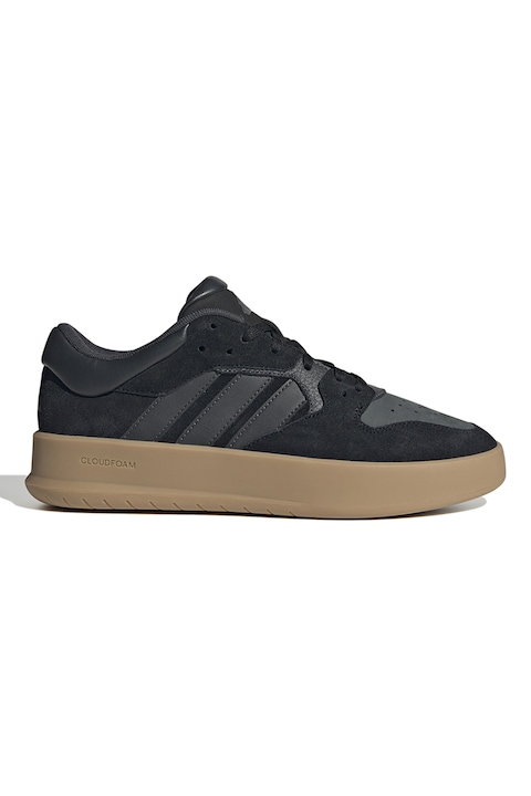 adidas Sportswear, Pantofi sport de piele si piele intoarsa Court 24, Negru
