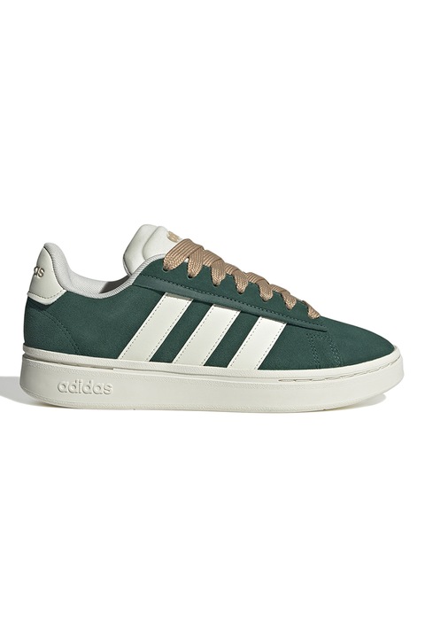 adidas Sportswear, Pantofi sport Grand Court Alpha de piele intoarsa ecologica, Alb fildes/Verde englez